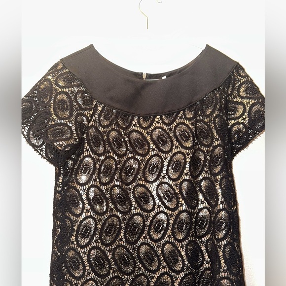 3.1 Phillip Lim women’s gold black lace overlay dress sz 2 cotton silk - Picture 2 of 16